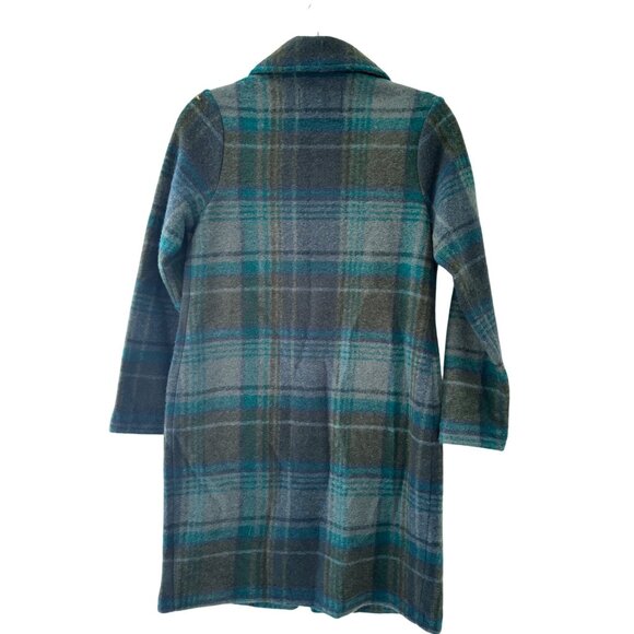 Rachel Zoe green plaid wool blend open jacket Coat - Picture 4 of 14